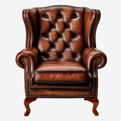 photography of a brown armchair isolated on a transparent background created with Generative Ai