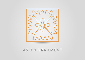 Vintage ornate linear ornaments in Kazakh traditional style. Asian floral designs. Abstract Asian elements of the national pattern of the ancient nomads of the Kyrgyz, Mongols, Kazakhs, Tatars.