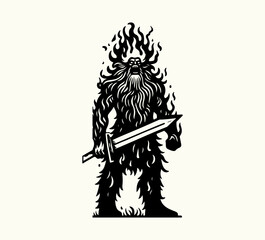 Surtr Fire Giant illustration Norse Mythology vector Ragnarok