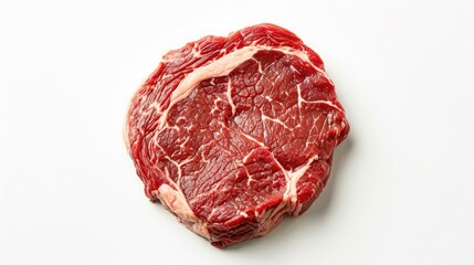 Fototapeta premium fresh raw beef steak isolated on white background, top view 