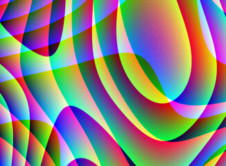 Nowoczesna ilustracja z falistymi i owalnymi kształtami w żywej kolorystyce z efektem gradientu - abstrakcyjne tło