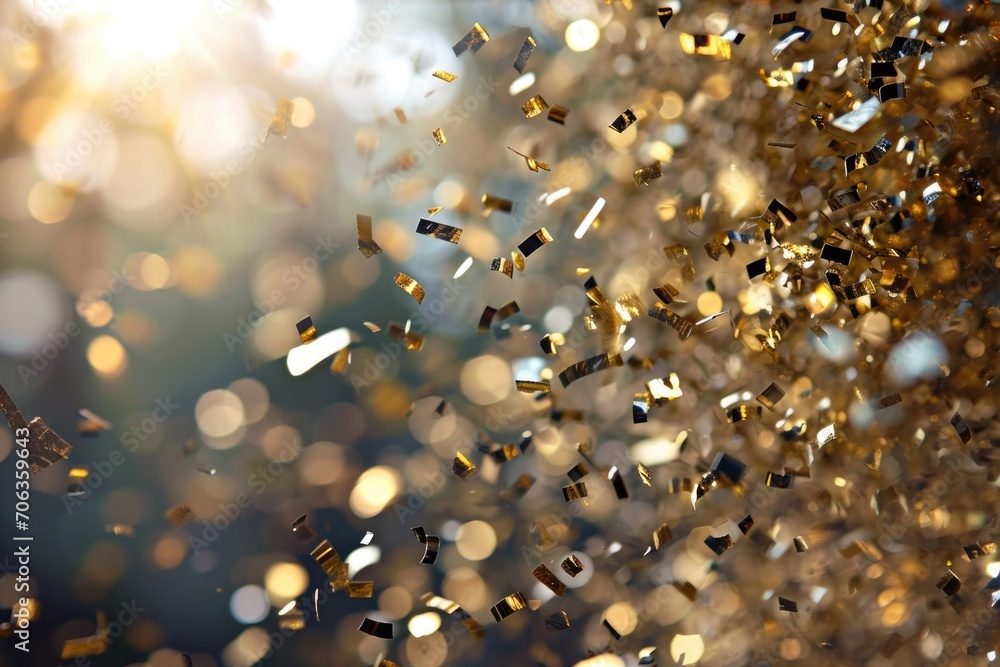 Poster Colorful confetti falling from the sky, creating a festive atmosphere. Perfect for adding excitement and joy to any celebration or event