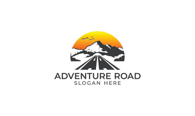 Adventure on road logo template, travel business logo icon