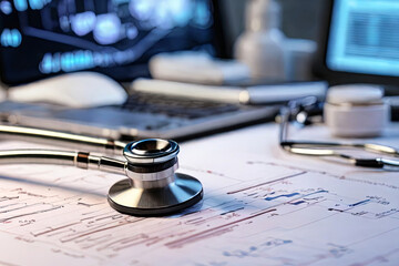 Dynamic medical informatics Close-up shot illustrating health care analytics. Perfect for modern, tech-themed projects.