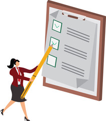 Questionnaire, Cancellation, Advice, Business, Report Card, Chance, Check Mark, Businesswoman