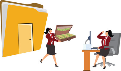 File, White Collar Crime, Currency, Briefcase, Business, Businesswoman