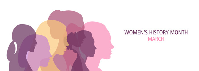 Women's History Month banner. Vector illustration. - obrazy, fototapety, plakaty