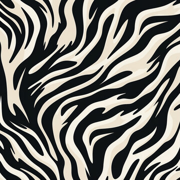 Black and white zebra pattern background, in the style of irregular organic forms, dark black and light beige, bold strokes, minimalist textiles, elongated figures, bone, strip painting, 1:1