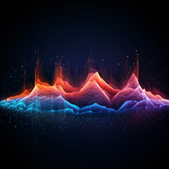 3D Sound waves. Abstract visualization of big data
