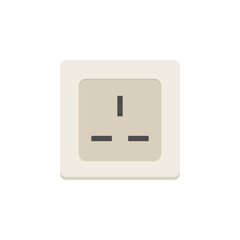 Electrical socket flat design vector illustration. House electricity and power concept. Voltage cable off. Energy cable unplug.
