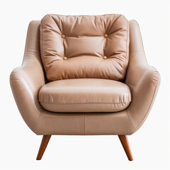 Fototapeta premium photography of a beige armchair isolated on a transparent background created with Generative Ai