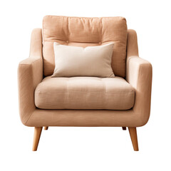 Fototapeta premium photography of a beige armchair isolated on a transparent background created with Generative Ai