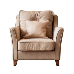 Fototapeta premium photography of a beige armchair isolated on a transparent background created with Generative Ai