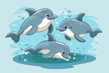 Badezimmer Foto Rückwand cute dolphins © Sanidaa