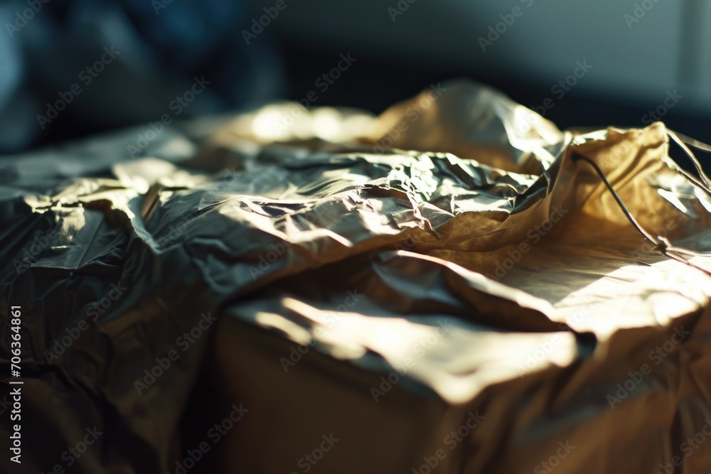 Poster a piece of paper sitting on top of a bed. can be used for various concepts and themes