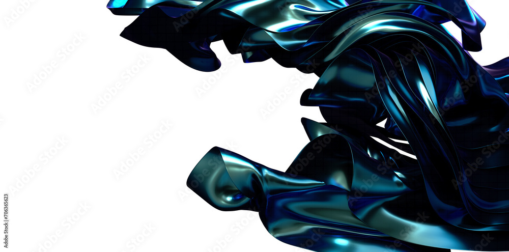 Poster flowing rhythms: abstract 3d blue wave illustration with harmonious movements