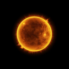 Realistic sun isolated on black background