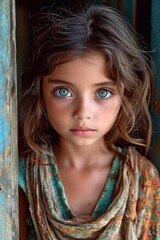 Fototapeta premium beautiful little girl, poor from the third world 