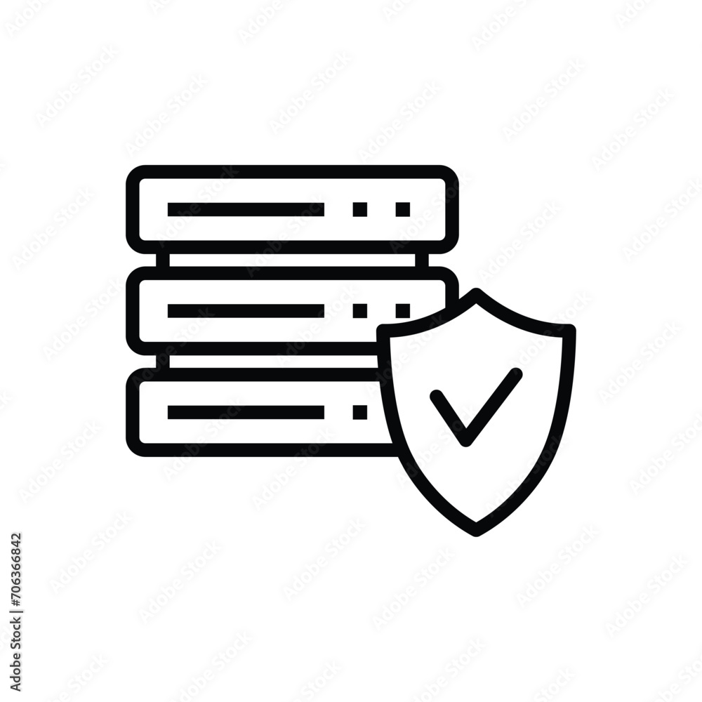 Poster computer protect server icon - vector