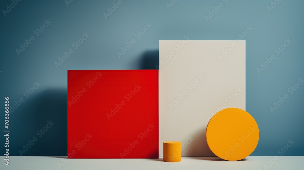 Aufkleber minimalist abstract design featuring bold geometric shapes and a harmonious blend of primary colors 