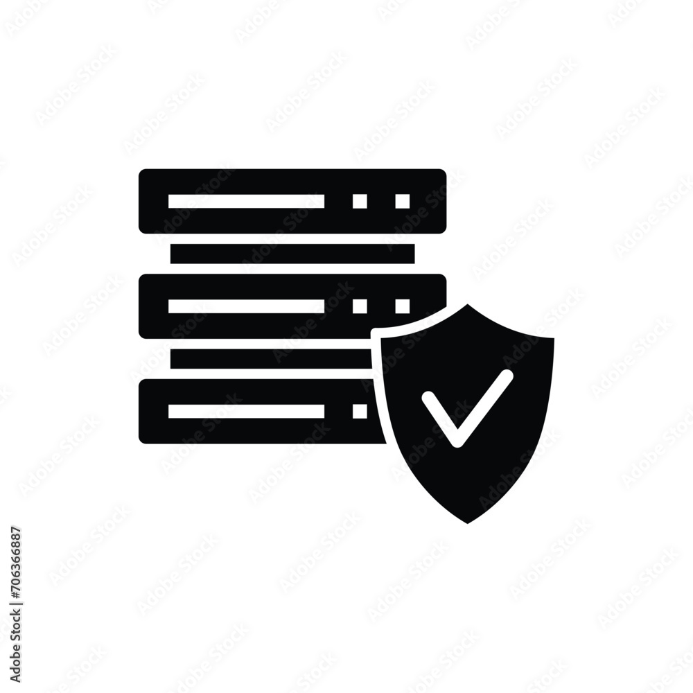 Poster computer protect server icon - vector