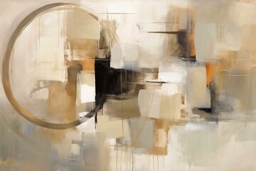 Abstract painting with a neutral color palette and no identifiable elements. Generative AI
