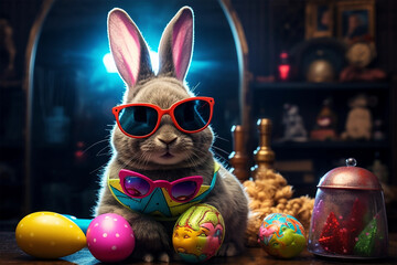 Easter Bunny in Swag with sunglasses on