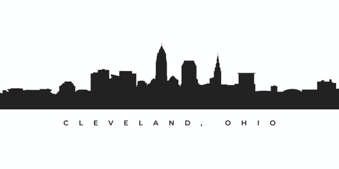 Cleveland city skyline silhouette illustration in vector format - obrazy, fototapety, plakaty