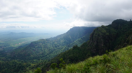 Fototapeta premium Panorama taken on a view point at the edge of the Usambara Mountains, Lushoto