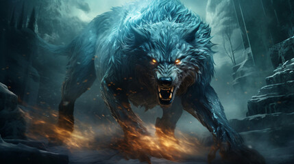  Mystical scandinavian beast wolf Fenrir - Powered by Adobe