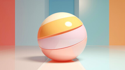 Minimalist background design with futuristic pastel multi-colour sphere on light background. Generative AI