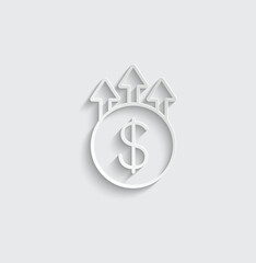 dollar rate increase icon up dollar  sign
