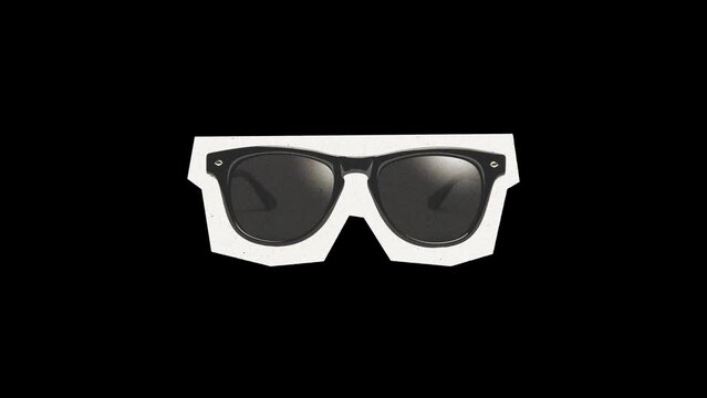 sunglass collage animation, cut out crumpled paper, montage motion Graphics