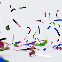 Party Celebration Falling Confetti with White Background