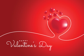 Valentines day card decoration. Hearts balloons with line art. vector minimalism vector illustration of love concept. Continuous one line drawing.