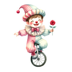 Fototapeta premium Watercolor Valentine Cute Clown
