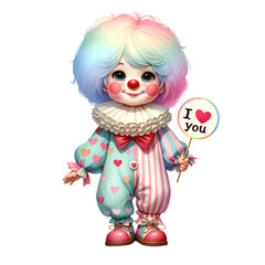 Fototapeta premium Watercolor Valentine Cute Clown