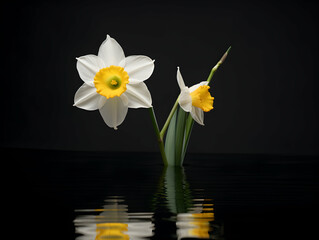 Fototapeta na wymiar Narcissus flower in studio background, single Narcissus flower, Beautiful flower images