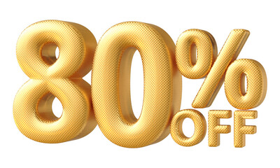 80 percentage off sale discount number golden 3d render