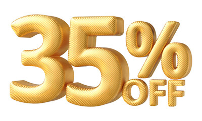 35 percentage off sale discount number golden 3d render