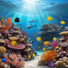 Obraz na płótnie Canvas coral reef and fishes