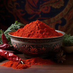 Paprika powder in a red bowl