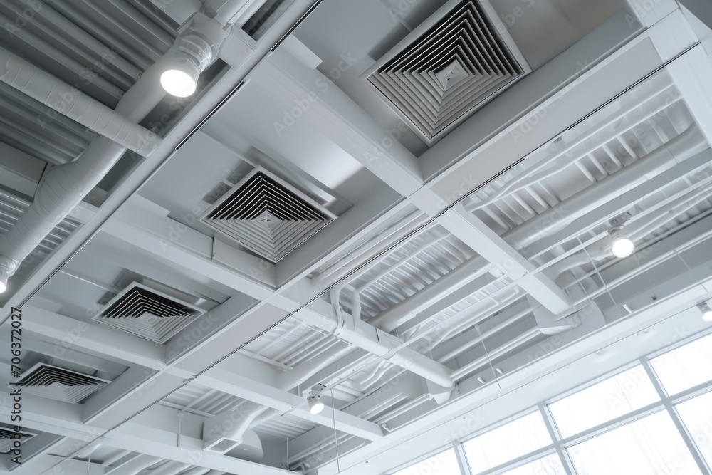 Aufkleber a picture of a ceiling with a cluster of air vents. this image can be used to illustrate ventilation