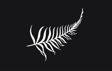 vector stylized white horsetail leaf on a black background
