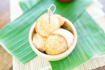 Traditional Thai desserts Thai coconut pudding with topping 