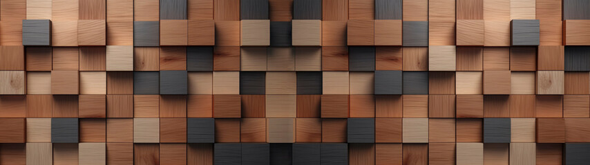 Squares of geometric blocks, cubes or cuboids, wooden pattern in layers 3d with strong modern...