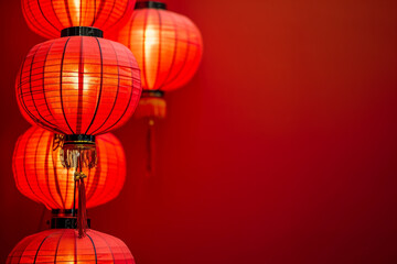 group of red lanterns, typical for new chinese lunar year 