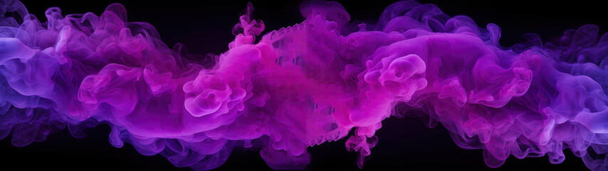 Explosion of purple colored powder isolated on black background, little 3d effect