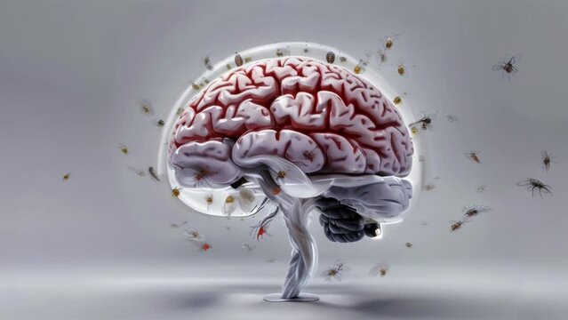 artificial human brain with bugs inside