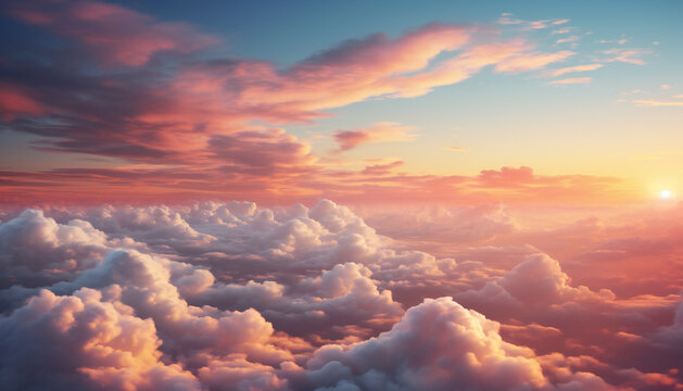 Recreation of sunset in the sky with clouds